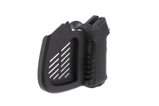 Mission First Tactical Engage AR-15 featureless pistol grip with central fin for right or left handed use.